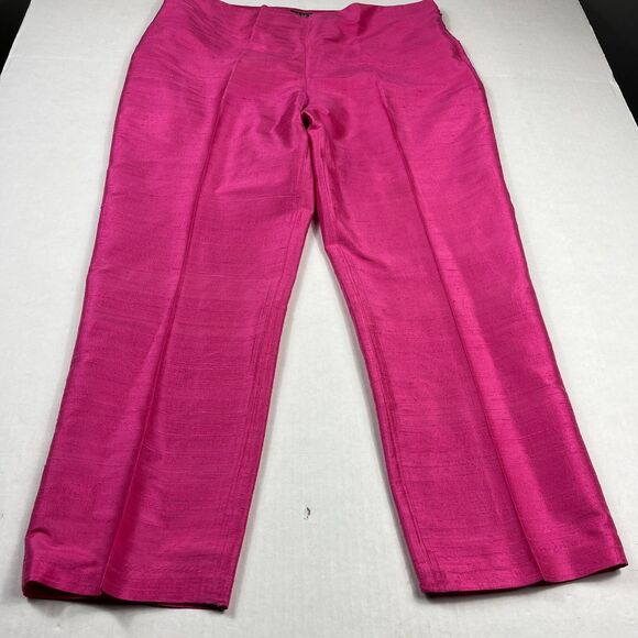 Lauren Ralph Lauren Silk Pants Fuschia Pink Side Zip Trousers 12P PETITE FLAW - Picture 2 of 14